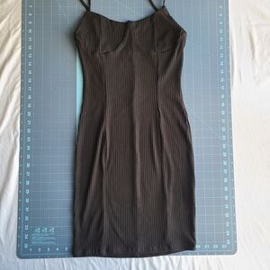 Elegant Black Ribbed Dress Bodycon Flirty Sexy Valentines Date